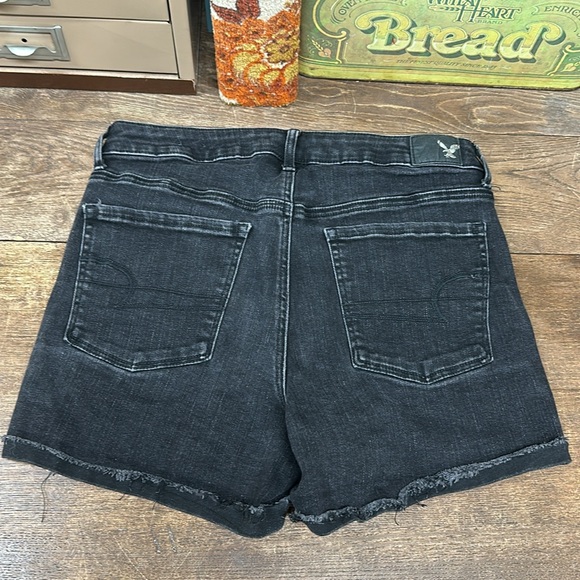 American Eagle Size 12 Super Hi Rise Shortie Super Super Stretch Black Gray - Picture 2 of 6